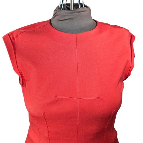 Banana Republic 12 NWT Sloan Dress Knee Length Cap Sleeve Coral Orange Stretch - Picture 5 of 10